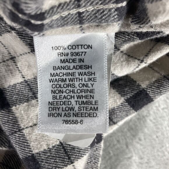 Mutual Weave Flannel Shirt Men's Size Large Ivory Check Plaid Long Sleeve Cotton - Picture 9 of 12